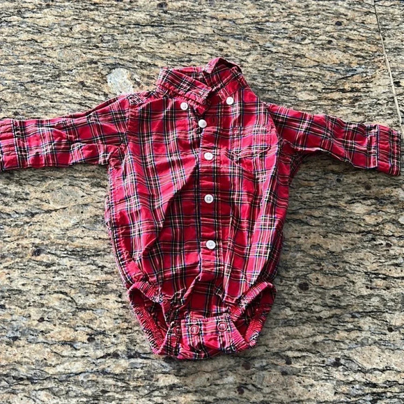 Red Plaid Long Sleeve Carter’s Onesie - Picture 1 of 4